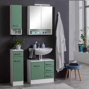 Modernes Badezimmer Set in Grün Weiß (vierteilig)
