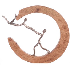 GILDE Dekofigur »Skulptur Parents Love, silber/natur« (1 St), Dekoobjekt, Höhe 32 cm, handgefertigt, aus Metall und Holz, Wohnzimmer