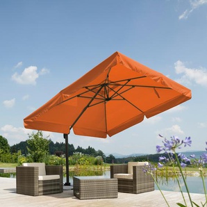 Ampelschirm SCHNEIDER SCHIRME Rhodos Standschirme , orange Sonnenschirme mit Schutzhülle und Schirmständer, ohne Wegeplatten