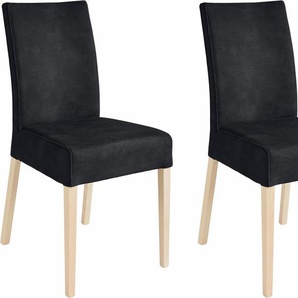 Home affaire 4-Fußstuhl Umag, (Set), 2 St., Luxus-Microfaser, Sitz und Rücken gepolstert B/H/T: 46,5 cm x 94 59,5 cm, Luxus-Microfaser schwarz 4-Fuß-Stühle Stühle Sitzbänke