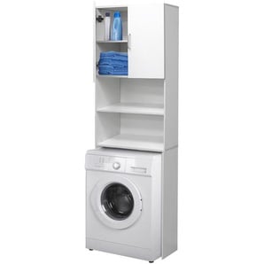 Waschmaschinenschrank mit zwei Türen 190x62,5 cm Weiß aus Spanplatte