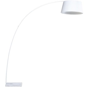 Stehlampe Weiß Metall 188 cm Stoffschirm Marmorfuß langes Kabel mit Schalter Bogenlampe Modernes Design