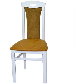 Gepolsterte Stühle in Weiß Ocker Gelb (2er Set)