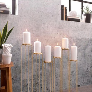 Leonique Kerzenständer Mareesa, aus Metall, für Stumpenkerzen, Höhe ca. 65 cm, variabel stellbar