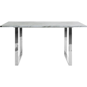 Esstisch LEONIQUE Cevennen Tische Gr. B/H/T: 160 cm x 76 cm x 90 cm, bunt (marmorfarben weiß, silber, marmorfarben weiß) Esstische rechteckig Tischplatte aus MDF in Marmor Optik, Gestell Metall, Höhe 76 cm