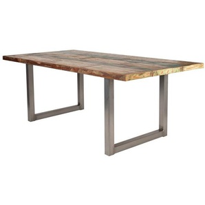 Tisch buntes Altholz TISCHE-14 160x85x77cm Platte bunt lackiert, Gestell antiksilbern Platte Altholz, Gestell Stahl