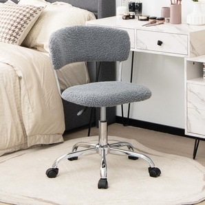 Home Office Drehstuhl aus Kunstpelz mit Höhenverstellbarem gepolstertem Sitz Grau