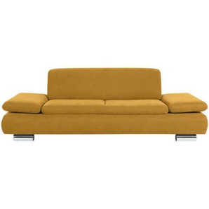 Max Winzer 2,5-Sitzer , Gelb , Textil , 221x76x90 cm , Goldenes M , Rücken echt , Wohnzimmer, Sofas & Couches, Sofas