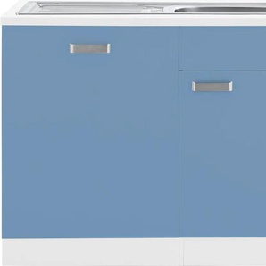 Spülenschrank WIHO KÜCHEN Husum Schränke Gr. B/H/T: 110 cm x 85 cm x 60 cm, 1 St., blau (himmelblau, weiß) Küchenserien Schränke 110 cm breit, inkl. TürSockel für Geschirrspüler