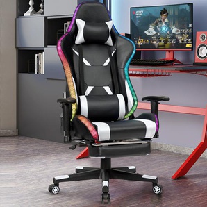 Gamingstuhl Verstellbarer Gaming Stuhl Bürostuhl Racing Chair Drehstuhl 70 x 74 x 126-136 cm Weiß
