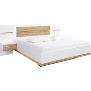 Bettanlage RAUCH Boston Extra Schlafzimmermöbel-Sets Gr. B/H: 180 cm x 200 cm, weiß (weiß, eiche artisan) Bett Doppelbetten Schlafzimmermöbel-Sets inkl. LED-Beleuchtung