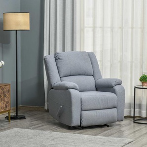 HOMCOM Relaxsessel mit Liegefunktion Fernsehsessel TV-Sessel Sessel mit Seitentasche Leinenartiges Polyester Grau 90 x 96 x 98 cm