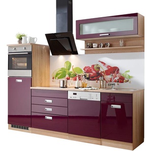 HELD MÖBEL Küchenzeile Fulda, mit E-Geräten, Breite 250 cm B: lila Küchenzeilen Elektrogeräte -blöcke Küchenmöbel