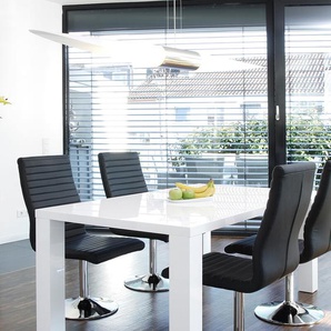 Tisch mit Stühlen Essgruppe 5 tlg. 180x90 cm Weiß und Schwarz
