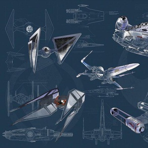 Komar Fototapete Star Wars Blueprint Dark, glatt, Weltall, futuristisch, mehrfarbig, (Packung)