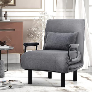 Schlafsofa (187 x 60 x 26 cm) Schlafsessel Sessel Gästebett klappbar Rückenlehne in 6 Positionen verstellbar Gray