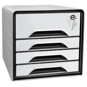 cep Schubladenbox Smoove Secure  schwarz/weiß DIN A4 mit 4 Schubladen