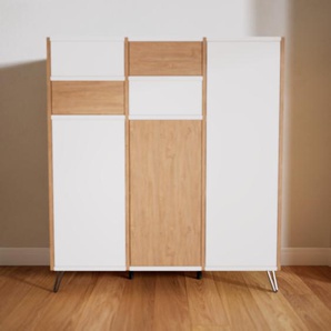 Aktenschrank Weiß - Büroschrank: Schubladen in Eiche & Türen in Weiß - Hochwertige Materialien - 118 x 129 x 47 cm, Modular