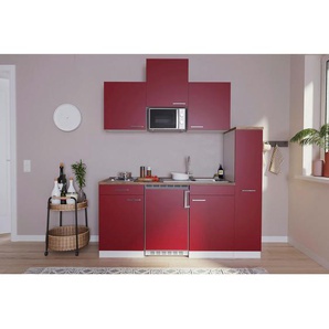 Respekta Küchenzeile Singleküchen , Rot , Kunststoff , 1,1 Schubladen , 180x200x60 cm , Frontauswahl, links aufbaubar, rechts aufbaubar , Küchen, Miniküchen