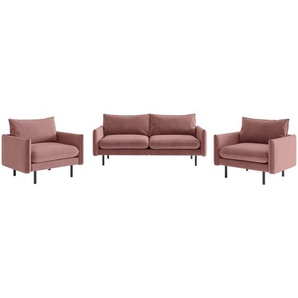 Livetastic Sitzgarnitur , Altrosa , Textil , 215x85x92 cm , Made in EU , Wohnzimmer, Sofas & Couches, Sitzgarnituren