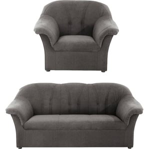 Polstergarnitur DOMO COLLECTION Pegnitz Sitzmöbel-Sets Gr. Chenille-Optik, grau (stone) Couchgarnituren Sets Sitzmöbel-Sets Sessel und 3-Sitzer