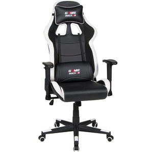 Gaming-Stuhl DUO COLLECTION Game-Rocker G-10 Stühle Gr. B/H/T: 66 cm x 125 cm x 66 cm, Kunstleder-Netzstoff, Gaming-Chair, schwarz (schwarz, weiß) Gamingstühle Stühle
