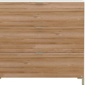 Sideboard SET ONE BY MUSTERRING Chicago Sideboards Gr. B/H/T: 119 cm x 98 cm x 45 cm, mit Füße, 2, weiß (front: grandson oak nachbildung, oberplatte: glas glanz) Sideboards