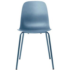 Kunststoff Stühle in Blaugrau Metallgestell (4er Set)