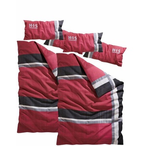 Bettwäsche Linus in Gr. 135x200 oder 155x220 cm, H.I.S, Renforcé, 4 teilig, Biber kuschelig warm im Winter, gestreifte Bettwäsche aus Baumwolle