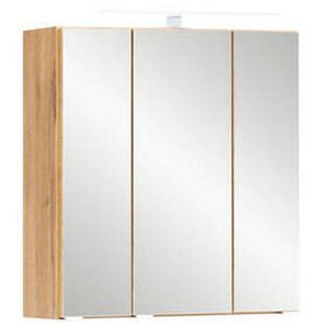 Xora Spiegelschrank , Eiche Wotan , Metall , 6 Fächer , 60x64x20 cm , Badezimmer, Badezimmerspiegel, Spiegelschränke