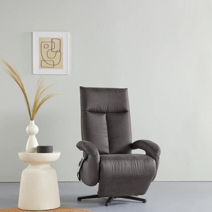 Places of Style TV-Sessel Birkholm, wahlweise manuell, mit zwei Motoren oder Akku 2 Motoren, und Aufstehhilfe. in Breiten Luxus-Microfaser Lederoptik, manuell-Größe M, B/H/T: 74 cm x 112 82 grau Fernsehsessel Sessel