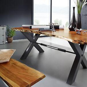 Iron Label Esstisch esszimmertisch Küchentisch Tisch X-beine schwarz 180x100cm