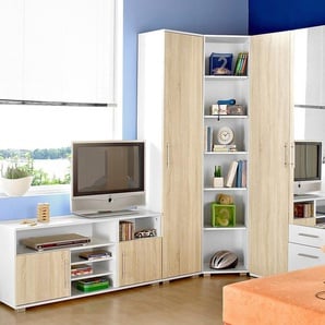 Jugendzimmer-Set PRIESS Schlafzimmermöbel-Sets Gr. mit 3-trg. Kleiderschrank, weiß (weiß, struktureichefarben hell) Komplett-Jugendzimmer Schlafzimmermöbel-Sets