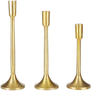 Kerzenständer 3er Set Gold Aluminium Glamour Design Handgefertigt Tischdeko Accessoire Dekoartikel Deko Haushalt & Wohnen