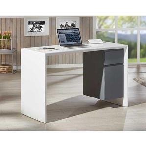Schreibtisch in Dunkelgrau und Weiß 120 cm breit