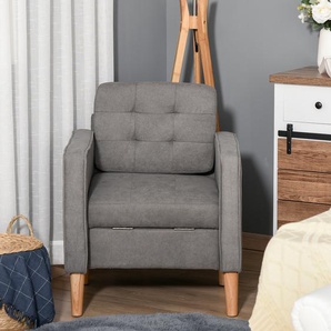 HOMCOM® Einzelsessel Relaxsessel mit Stauraum Polstersessel Sofa Holzfüße Polyester