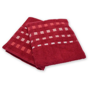 Handtuch Set KINZLER Kreta Handtuch-Sets Gr. 8 tlg., rot (burgund) Handtücher Badetücher Uni Farben, passende Bordüre, als 2, 4 oder 8-teiliges Set erhältlich