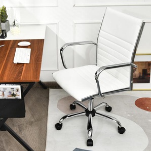 Bürostuhl mit hoher Lehne ergonomischer Computerstuhl Rückenlehne 55 x 60 x 95-105 cm Weiß