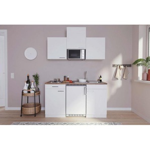 Respekta Miniküche Singleküchen , Weiß , Kunststoff , 1,1 Schubladen , 150 cm , Frontauswahl, links aufbaubar, rechts aufbaubar , Küchen, Miniküchen