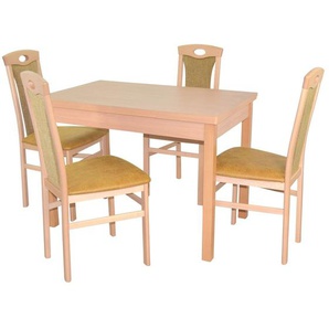 Tischgruppe 4562-4581, 5-teilig, Natur / Gelb, 1 Tisch Und 4 Stühle