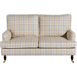 Passion Sofa 2-Sitzer Flachgewebe Gelb Multicolor Buche Nussbaumfarben