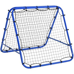 HOMCOM Fußball Rebounder Kickback Tor Rückprallwand Netz beidseitiger Rückprall Verstellbar in 5 Stufen Stahl Blau 100 x 95 x 90 cm