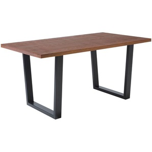Esstisch Dunkelbraun mit Schwarz 160 x 90 cm MDF Tischplatte Kufenförmige Tischbeine Rechteckig Modern Industriell