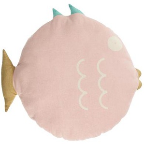 Kave Home - Delmare Kissen in Form eines Fisches 100% Baumwolle rosa Ø 45 cm