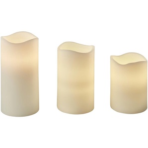 LED-Kerzen, 3er-Set - beige - Kunststoff, Wachs - 27,3 cm - 16,2 cm - 8,5 cm | Möbel Kraft