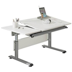 Paidi Jugendschreibtisch , Silber, Weiß , Metall , rechteckig , Kufe , 70x53-79 cm , Goldenes M , höhenverstellbar , Arbeitszimmer, Schreibtische, Jugend- & Kinderschreibtische