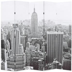 Raumteiler klappbar 200 x 170 cm New York bei Tag Schwarz-Weiß