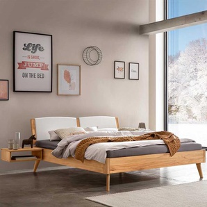 Franzoesisches Bett 140x200 cm aus Wildbuche Massivholz mit Polsterkopfteil