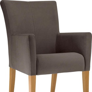 Armlehnstuhl OTTO PRODUCTS Kinlee Stühle Gr. B/H/T: 60 cm x 92 cm x 65 cm, Luxus-Microfaser (recyceltes Polyester), Massivholz, braun (dunkelbraun, natur) Armlehnstühle Bezug aus recyceltem Polyester