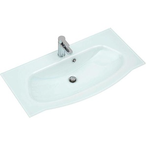Xora Waschbecken , Weiß , Glas , 92x1.5x49.1 cm , Badezimmer, Waschbecken & Armaturen, Waschbecken